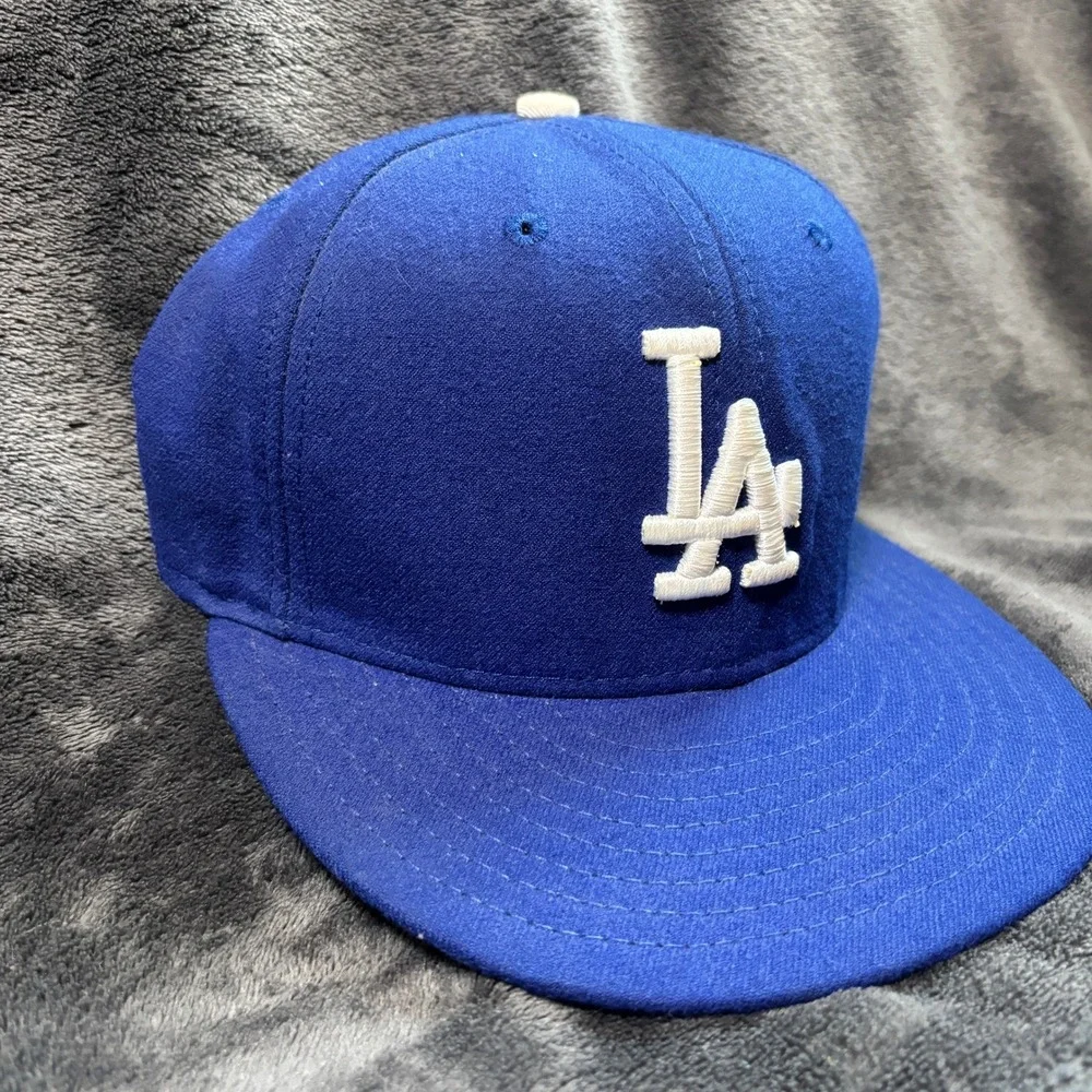 New Era Mens Polyester LA Dodgers 59FIFTY Fitted Hat 6 7/8 Blue